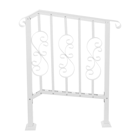 ToppiJoy 3-Step Handrails for Outdoor Steps, 25.4 Inch Heavy Duty Iron Stair Railing Fits 2 to 3 Steps Safety Railing (White)