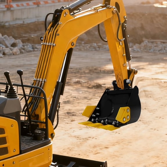 ToppiJoy 3 Teeth Mini Excavator Bucket, 11.81in Mini Excavator Attachments with Side Mounting Holes for Trenching, Landscaping, Gardens, Farms (Fits 0.8-1.5 Ton Excavators)