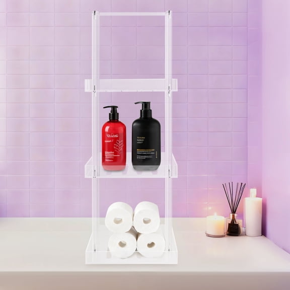 ToppiJoy 3 Tier Acrylic Standing Shower Caddy, Clear Shower Organizer Stand with Handle