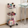 thumbnail image 1 of ToppiJoy 3-Tier Rolling Makeup Organizer Cart, Acrylic Bathroom Storage with Wheels Brakes for Vanity, Bedroom Clear, 1 of 10