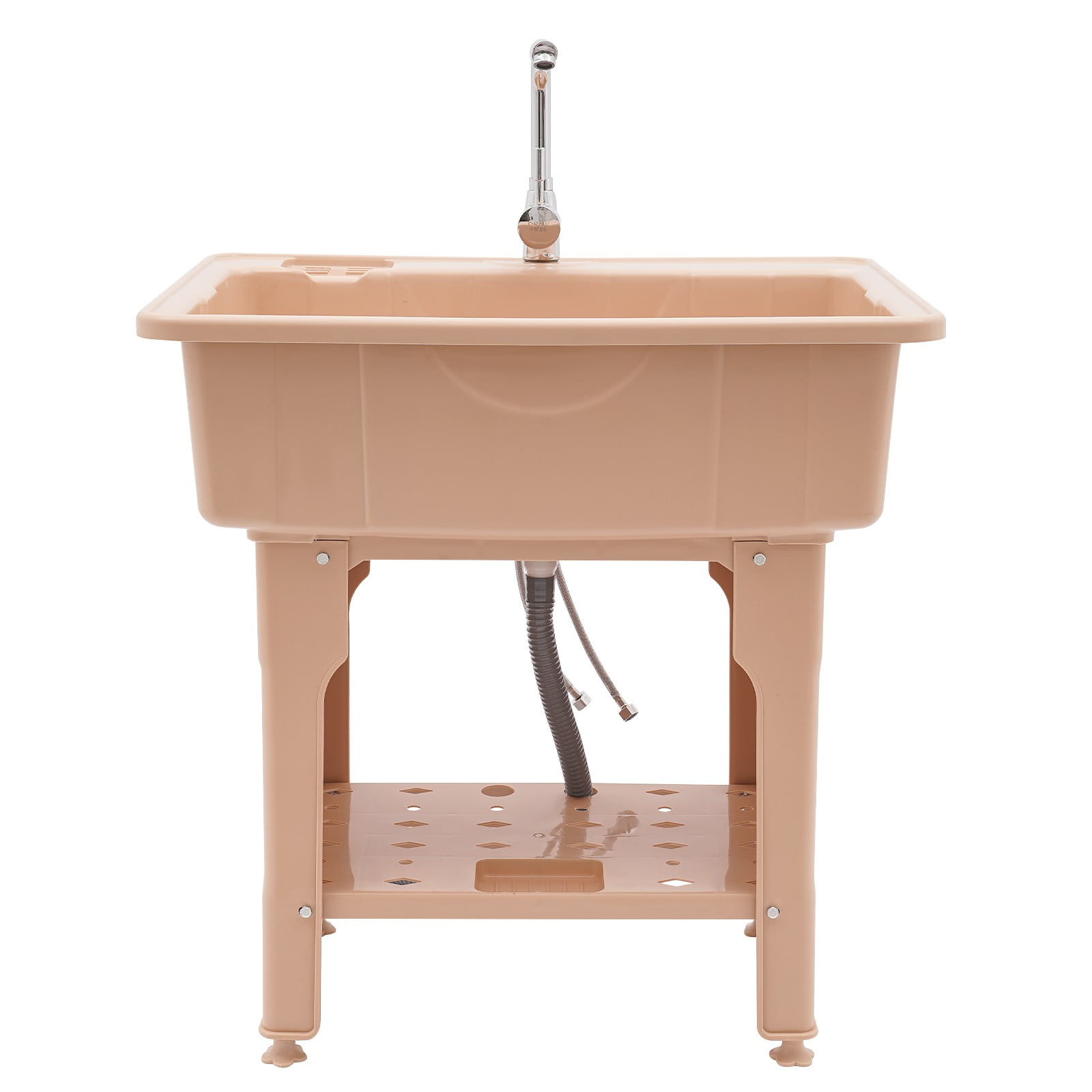 ToppiJoy 31.5" Plastic Laundry Sink, Freestanding Utility Sink Laundry Tub with Washboard Cold and Hot Water Faucet,  for Laundry Room, Garden