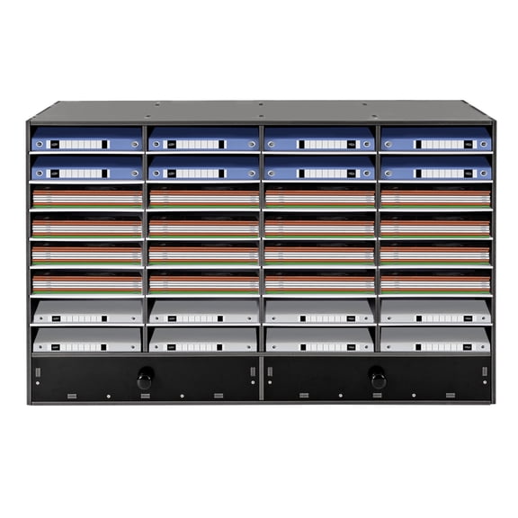 ToppiJoy 32 Compartment Literature Organizer with 2 Drawers, Adjustable Desktop File Sorter Mail Center for Home, Office