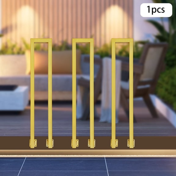 ToppiJoy 33.5in N-Shaped Side Mount Stair Railing, Stair Railing for Outdoors Porch Steps, Industrial Wrought Iron Handrail Decorative Railing for Garden, Deck (Gold)