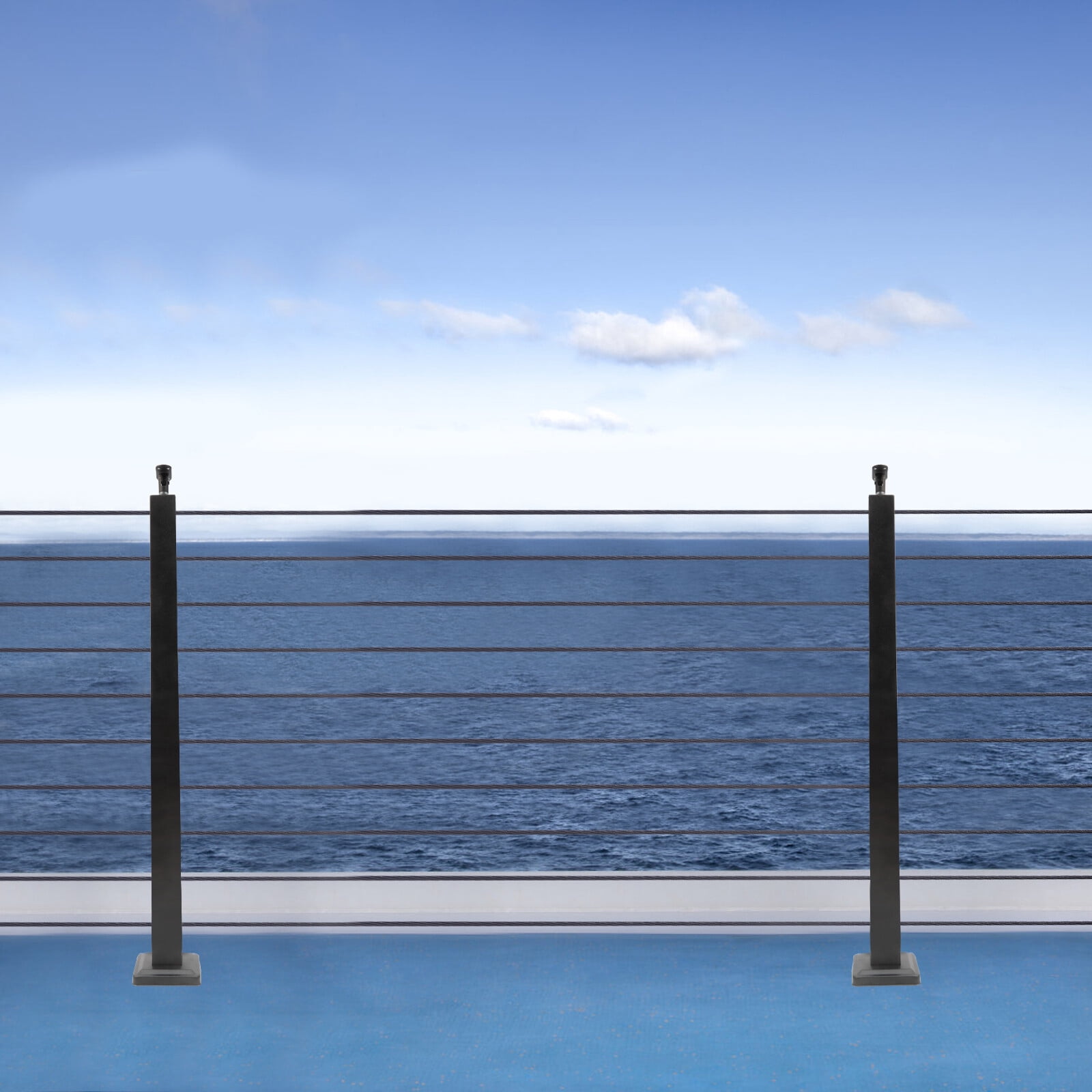 Straight Railing Post ToppiJoy 36*2*2in Level Pre-Drilled Cable Railing Post, Stainless Steel ...