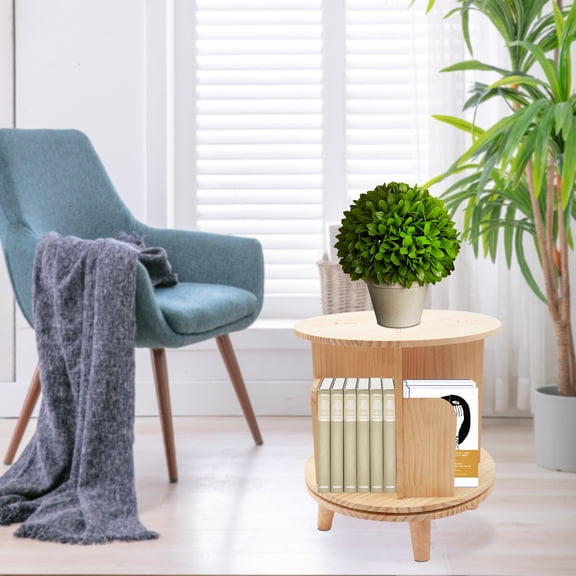 ToppiJoy 360° Rotating Bookshelf, Corner Bookshelf for Small Space, Wood Storage Rack Bookshelf Organizer for Home Office Study Living Room (1 Tier)