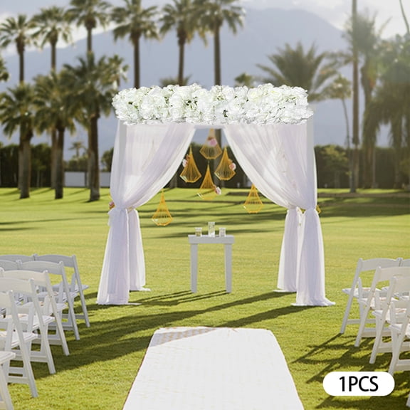 ToppiJoy 39.37*9.84in Artificial Rose Flowers Row, 3D Flower Panels for Backdrop, Hydrangea Garland, Wedding Row Silk Decorative Faked Flower for Wedding Birthday Party White