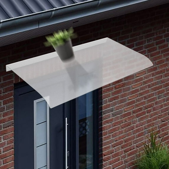 ToppiJoy 39.4*17.52 in Window Awning Clear Rain Shelter Cover Polycarbonate Front Door Canopy Exterior for Sun Snow Garden Outdoor Patio Porch Roof Protection(Frosted)