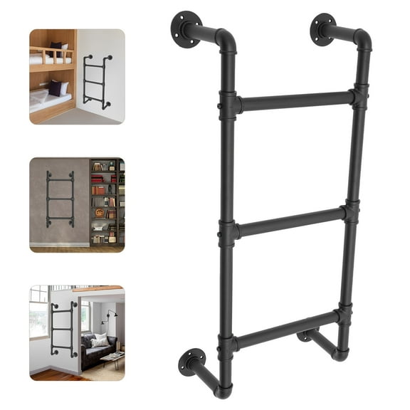 ToppiJoy 39in 3-Step Basement Window Well Egress Ladder, Durable & Safe Carbon Steel Attic Bunk Bed Ladder Easy Install Black