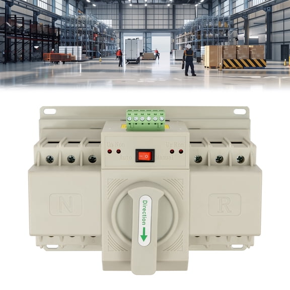 ToppiJoy 3P 110V 63A Mini Dual Power Automatic Transfer Switches Toggle Controller Change-Over Switch Self Cast Conversion Automatic/Manual Conversion Options (3P 63A)