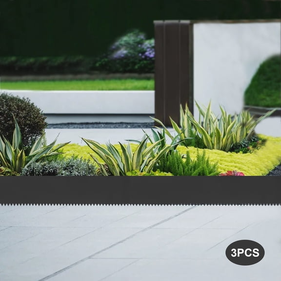 ToppiJoy 3PCS 40*8in Steel Landscape Edging , Steel Edging Garden Edging Border, Garden Border Edging for Landscaping Black