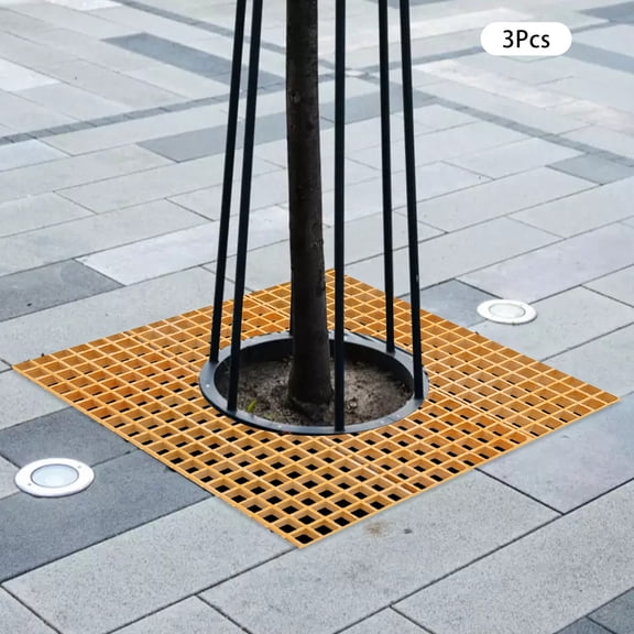 ToppiJoy 3Pcs 31.5*10.6*1.5in Fiberglass Grating, FRP Outdoor Grating Covers for Industrial Concrete Car Washes (Yellow)