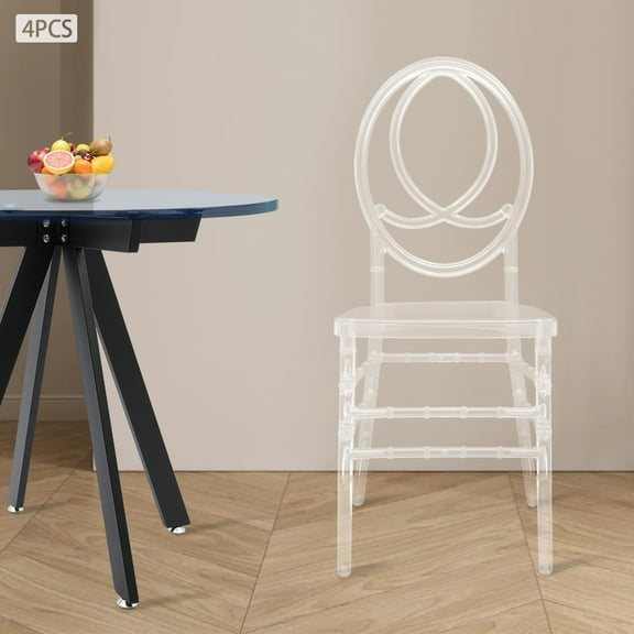 ToppiJoy 4 Pcs Clear Dining Chairs, Chair Transparent Crystal, Acrylic Dining Chairs, for Event Wedding Party Reception, Party