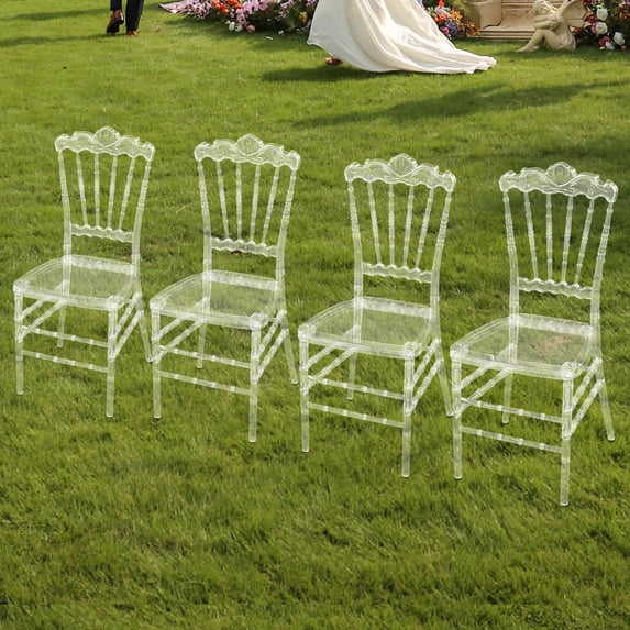 ToppiJoy 4 Pcs Clear Dining Chairs, Chair Transparent Crystal, Acrylic Dining Chairs, for Event Wedding Party Reception, Party