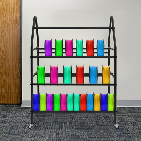 ToppiJoy 4 Tier Printer Filament Storage Rack, Rolling Filament Spool Holders Racks with Wheels, Heavy Duty Metal Shelf for ABS/PLA/TPU/Nylon, for Studio Office Workshop