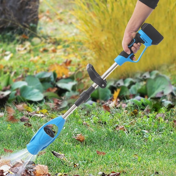 ToppiJoy 400W Leaf Blower Cordless, Lithium Battery Powered Leaf Blower, Electric Handheld Sweeper with Auxiliary Handle, for Lawn Care (Blue+Black)