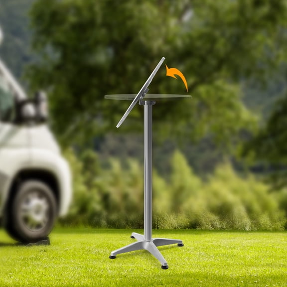 ToppiJoy 44.88in Stainless Stee Foldable Bar Height Dining Table Pub Round Tall Folding Indoor/Outdoor
