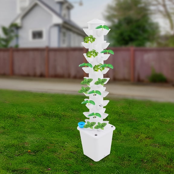 ToppiJoy 45-Plant Hydroponic Growing System,Vertical Tower Garden System,Outdoor Indoor Hydroponic Tower Growing Mechanism with Funnel & Water Level Gauge for Herb Fruits