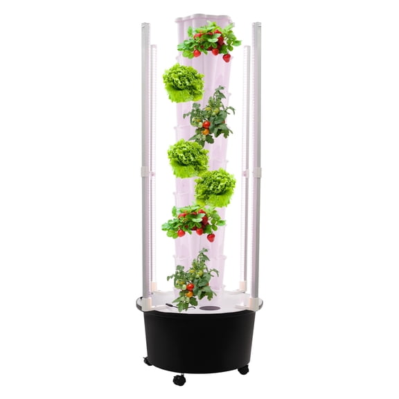 ToppiJoy 48-Plant Vertical Hydroponic Tower Garden, PVC Hydroponics Growing System with Water Circulation Pump