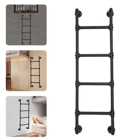 ToppiJoy 49in 4-Step Basement Window Well Egress Ladder, Durable & Safe Carbon Steel Attic Bunk Bed Ladder Easy Install Black