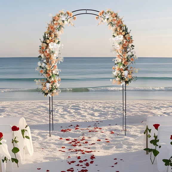 ToppiJoy 4Pcs Metal Pergola Arbor Garden Arch, Garden Arch Trellis for Climbing Plants Outdoor Backyard Lawn Decoration Wide Arbor Black