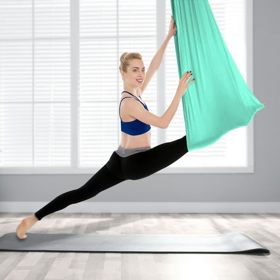 ToppiJoy 5*2.6m Aerial Silks Equipment, Stretch Aerial Silk Starter Kit for Aerial Acrobatic Dance, Aerial Yoga Hammock(Green)