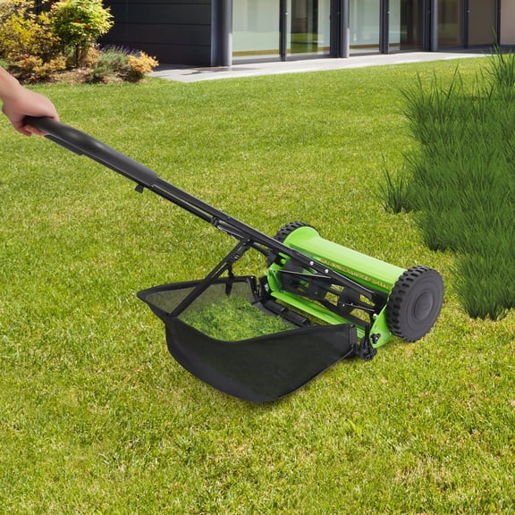 ToppiJoy 5 Blade Push Reel Lawn Mower, Push Lawn Mowers with Grass Catcher Push Lawn Mowers for Small and Medium-Sized Lawns.