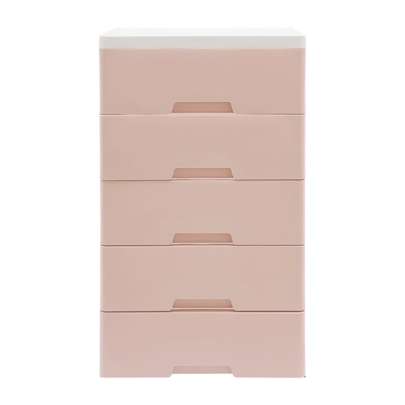 ToppiJoy 5 Drawers Tall Dresser Organizer, Plastic Storage Cabinet Dresser Closet for Closet, Bedrooms Kitchens Pink