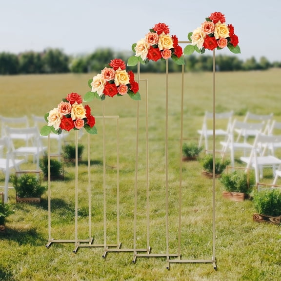 ToppiJoy 5 Sets Gold Wedding Rectangular Balloon Backdrop Stand, Metal Welcome Sign Stand for Ceremony Party Bridal Shower, Guest List Directory, Seating Chart Stand