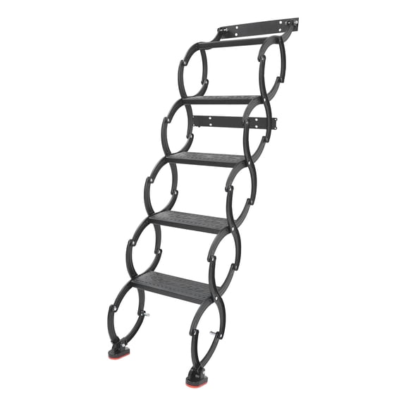 ToppiJoy 5-Steps Pull Down Attic Ladder, Retractable Folding Stairs, Wall-Mounted Retractable Ladder for Loft, Garage, Warehouse Black