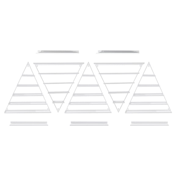 ToppiJoy 5 Tiers Metal Wall-Mounted Nail Polish Storage Racks,Triangular Cosmetic Display Racks for Nail Salon Shop Home (White)