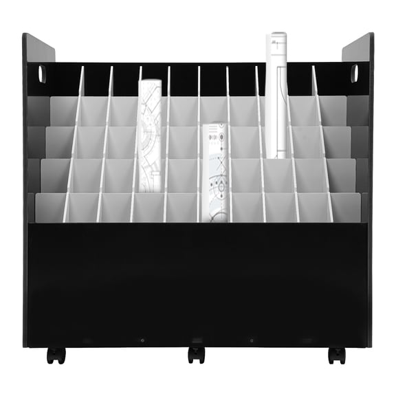 ToppiJoy 50 Slots Blueprint Storage Rack Cart, Blueprint Holder with Wheels, Movable Roll File Cart for Office,