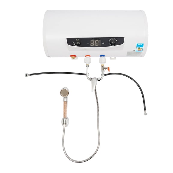 ToppiJoy 50L Wall-Mounted Electric Water Heater, 1500W 110V Digital Display Stainless Steel Inner Tank with Shower Head Over for Bathroom, Kitchen