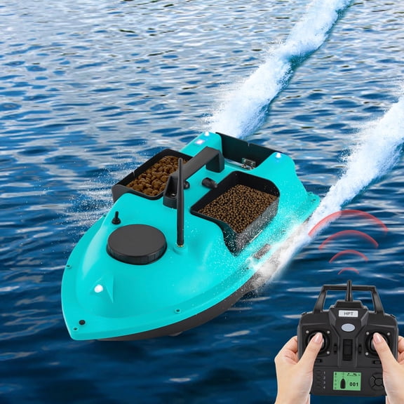 ToppiJoy 52W 5.91ft/s Fishing Boat Long-Distance Control, Fishing Bait Boat with Dual 5200mAh Battery and LCD for Lake/Ocean Angling (Blue)