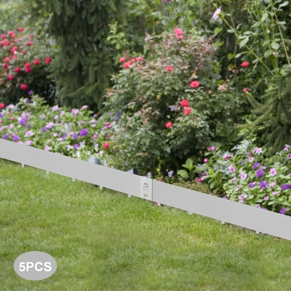 ToppiJoy 5pcs 3*39 inch Steel Lawn Edging, Metal Landscape Garden Edging Border, Flexible Decorative Landscaping Metal Edging for Garden,Yard (Gray, 3in Height)