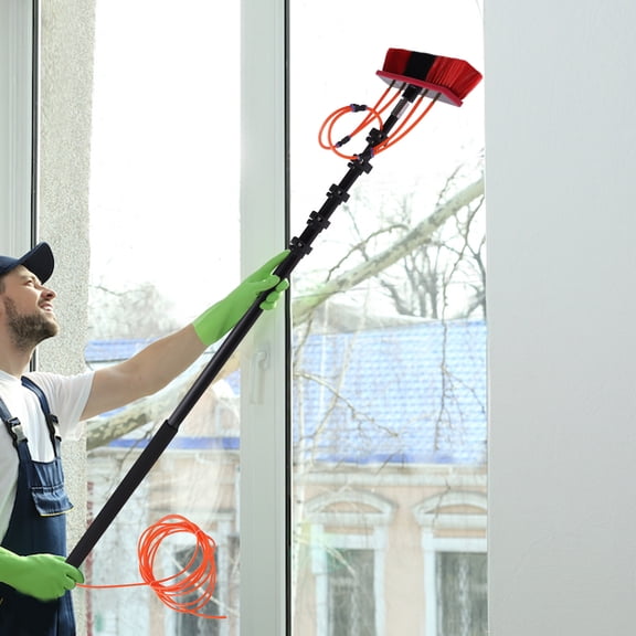ToppiJoy 6-20ft Adjustable Reach Solar Panel Cleaning Brush & Pole Lightweight Water Fed Pole Kit Professional System for Window & Glass Cleaning