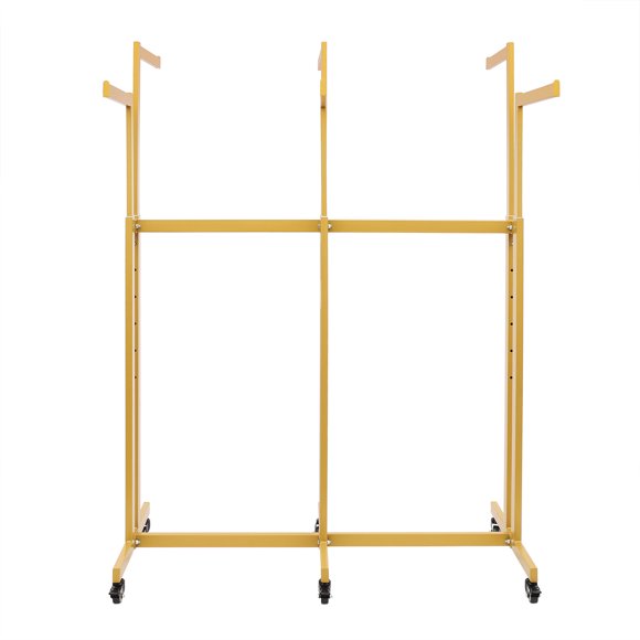 ToppiJoy 6 Arms Clothing Retail Rack, Adjustable Heavy Retail Display Garment Rack with Wheels for Bedrooms, Balconies, Offices (Gold)