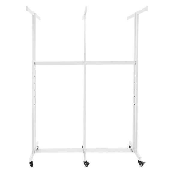 ToppiJoy 6 Arms Clothing Retail Rack, Adjustable Heavy Retail Display Garment Rack with Wheels for Bedrooms, Balconies, Offices (White)