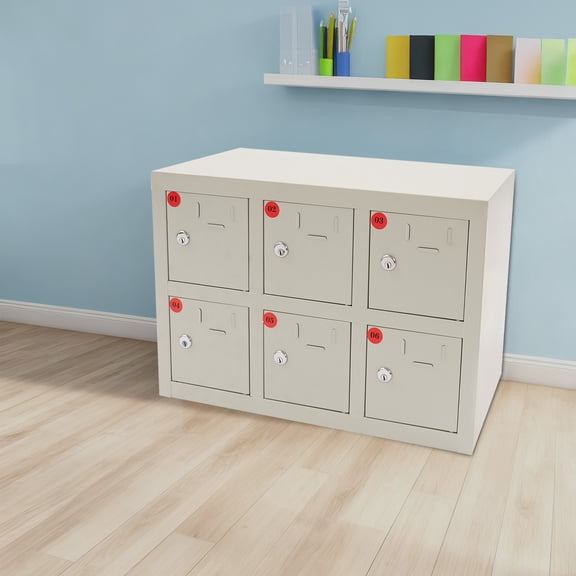 ToppiJoy 6 Compartments Cell Phone Charging Locker with Lock, Secure Mobile Device Storage & Charging Station Lockable Cabinet for Schools, Offices, Gyms, Grey