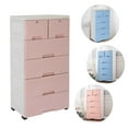 thumbnail image 1 of ToppiJoy 6-Drawer Plastic Dresser with Wheels – Large Storage Organizer for Clothes, Toys, and More, Durable PP Material, Pink, 1 of 9