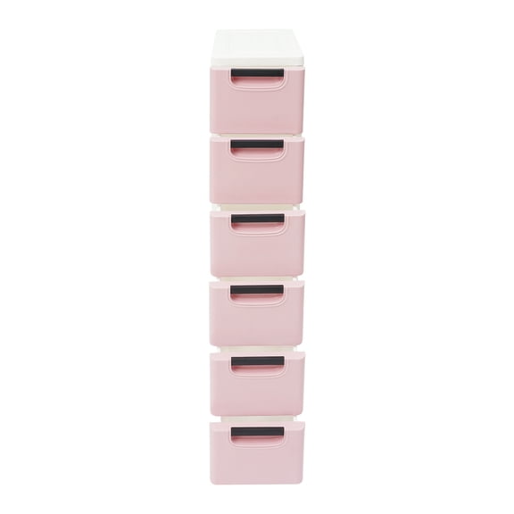 ToppiJoy 6 Drawers Narrow Storage Cabinet, Stackable Plastic Storage Tower UtilityOrganizer for Kitchen Bathroom Living Room Office (Light Pink)