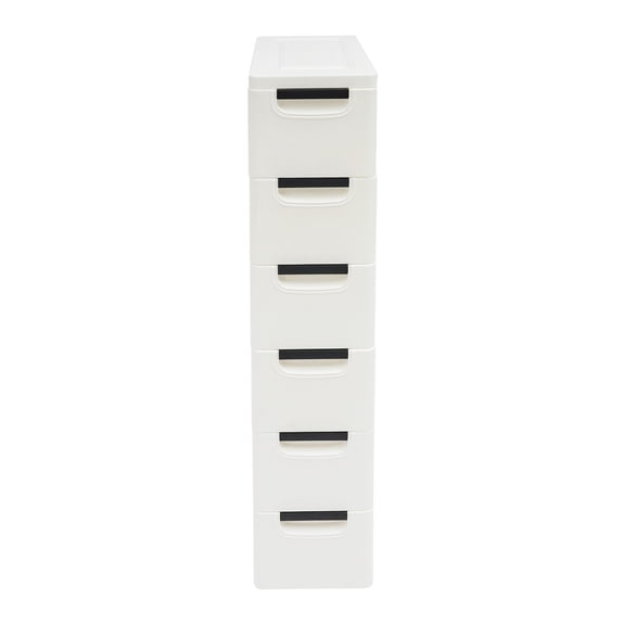 ToppiJoy 6 Drawers Narrow Storage Cabinet, Stackable Plastic Storage Tower UtilityOrganizer for Kitchen Bathroom Living Room Office (White)