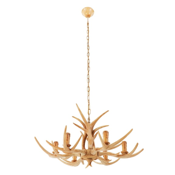 ToppiJoy 6 Lights Deer Antler Pendant, Vintage Rustic Deer Horn Ceiling Light, for Dining Room, Kitchen, Hallway, Pendant Lights