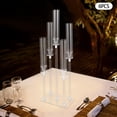 thumbnail image 1 of ToppiJoy 6-Pack 5-Headed Acrylic Candle Holders Set, Tabletop Centerpiece with Rectangular Base for LED Flameless Candles, Wedding Party Home Decor (Clear), 1 of 11