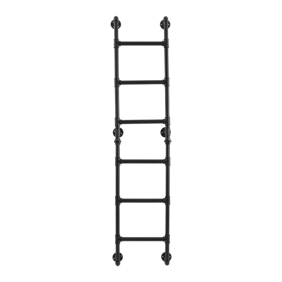 ToppiJoy 6 Rungs Heavy Duty Wall-Mounted Tall Step Ladder, Loft Ladder for Basement Attic Window Well (Black)