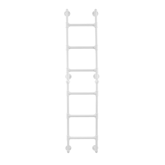 ToppiJoy 6 Rungs Heavy Duty Wall-Mounted Tall Step Ladder, Loft Ladder for Basement Attic Window Well (White)