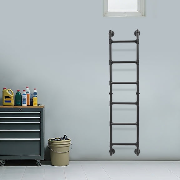 ToppiJoy 6-Step Wall-Mounted Bunk Bed Ladder, Bunk Bed Ladder, Loft Attic Step Ladders for RV Attic Bunk Bed (Black, 71in)