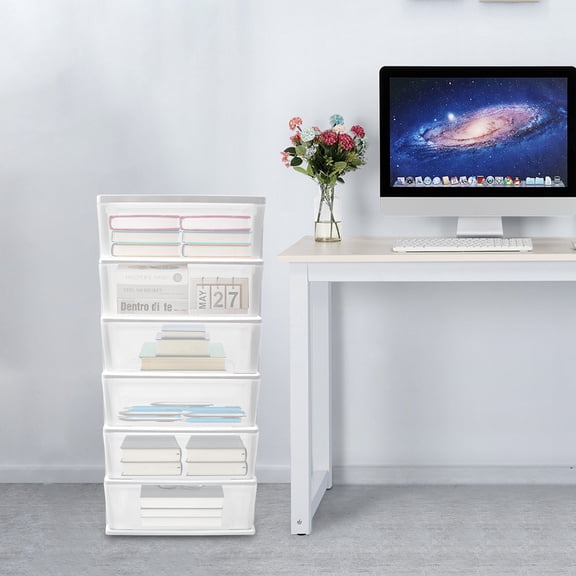 ToppiJoy 6 Tiers Rolling Storage Cart with Wheels, Modern Rolling Cart Organizer Container Storage Cabinet Clear