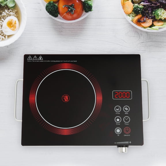 ToppiJoy 60Hz Electric Ceramic Hob Electric Countertop Burner Portable Electric Cooktop with LED Display Screen
