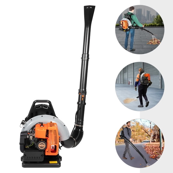 ToppiJoy 63CC Backpack Leaf Blower, 2-Stroke Engine Gas Powered Leaf Blower, 2.7KW Single Cylinder Multi Purpose Snow Blower for Sweeping Leaves Dust