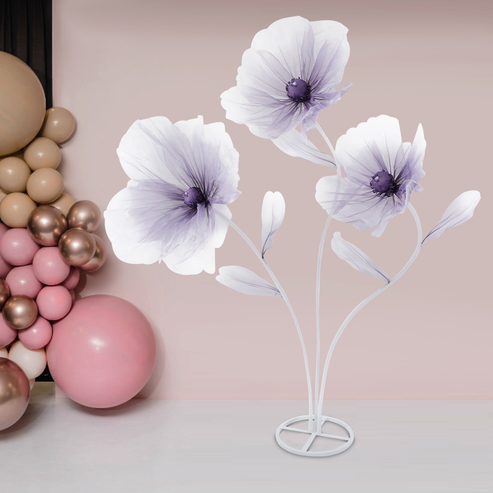 ToppiJoy 67" Giant Artificial Flowers for Decoration, Large Fake Flower with Standing Stems and Base for Wedding Decor, Shop Window, Photography, Banquet (Purple)